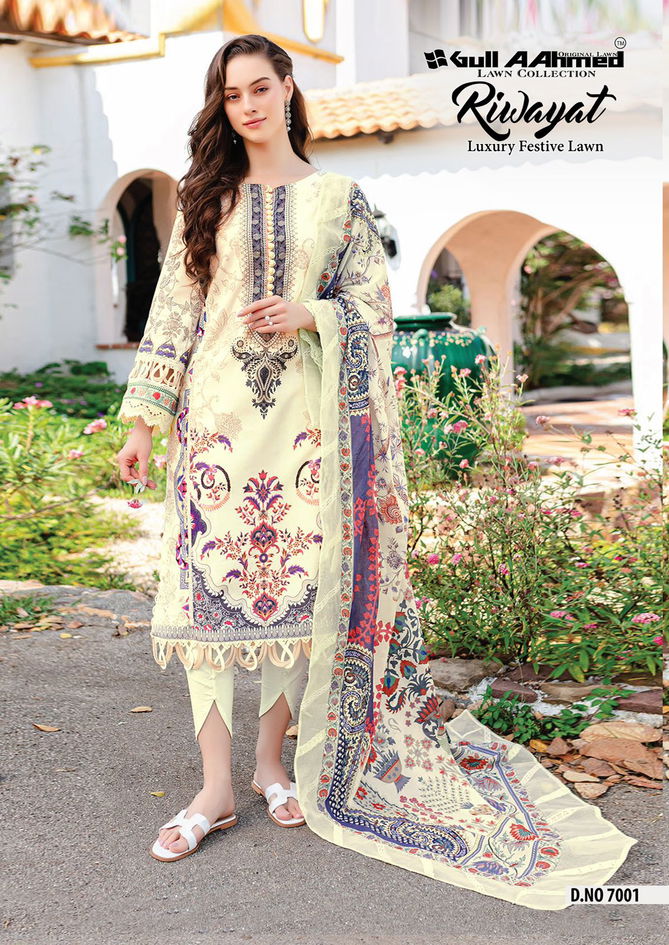 Riwayat Vol 7 By Gull A Ahmed Lawn Cotton Pakistani Dress Material Suppliers In India
